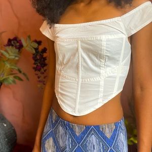 White Bardot Corset Crop Top